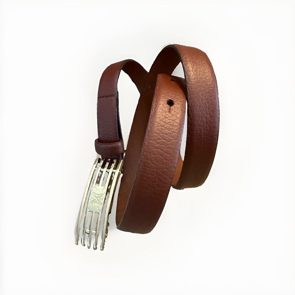 Brooks Brothers Leather Belt Women’s Size Medium Brown Gold Buckle 37” Long
